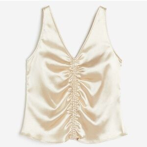 H&M Elegant Cream Satin Ruched Tank Top